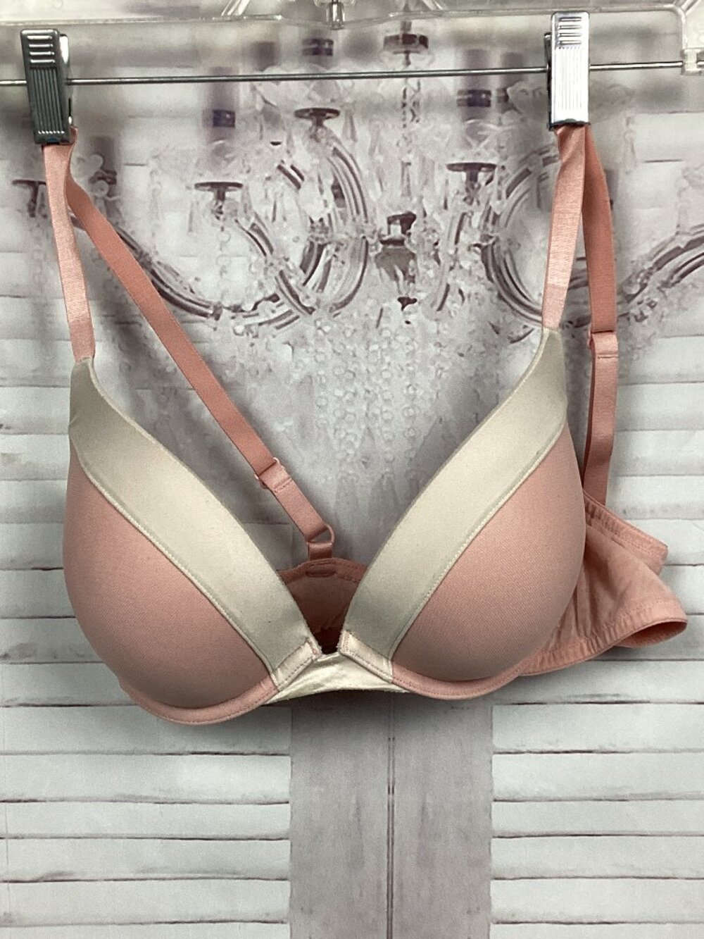 Victoria's Secret Bra  Plunge Cream and Pink 36C